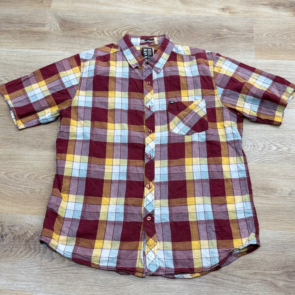 Billabong Plaid Short Sleeve Button Down Men's Size L Casual Streetwear